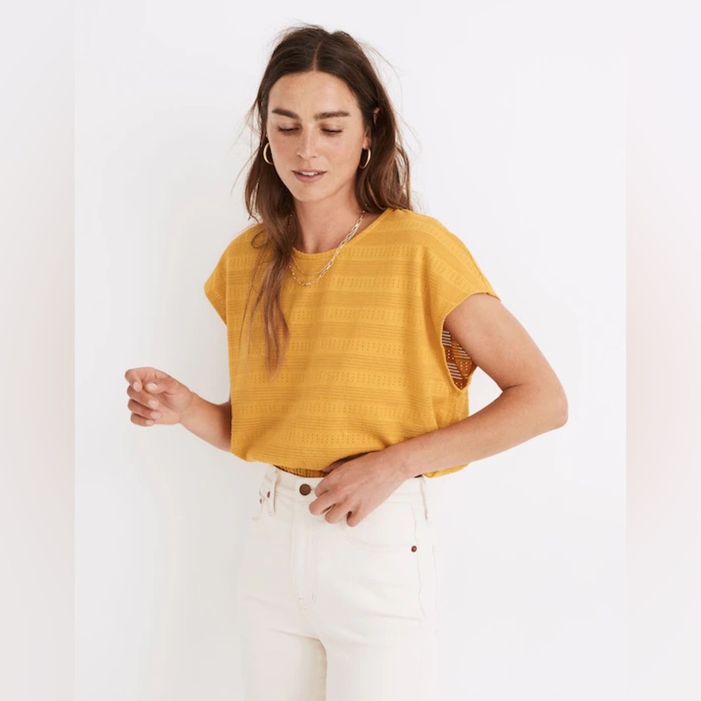 Madewell Pointelle Knit Short-Sleeve Crop Top